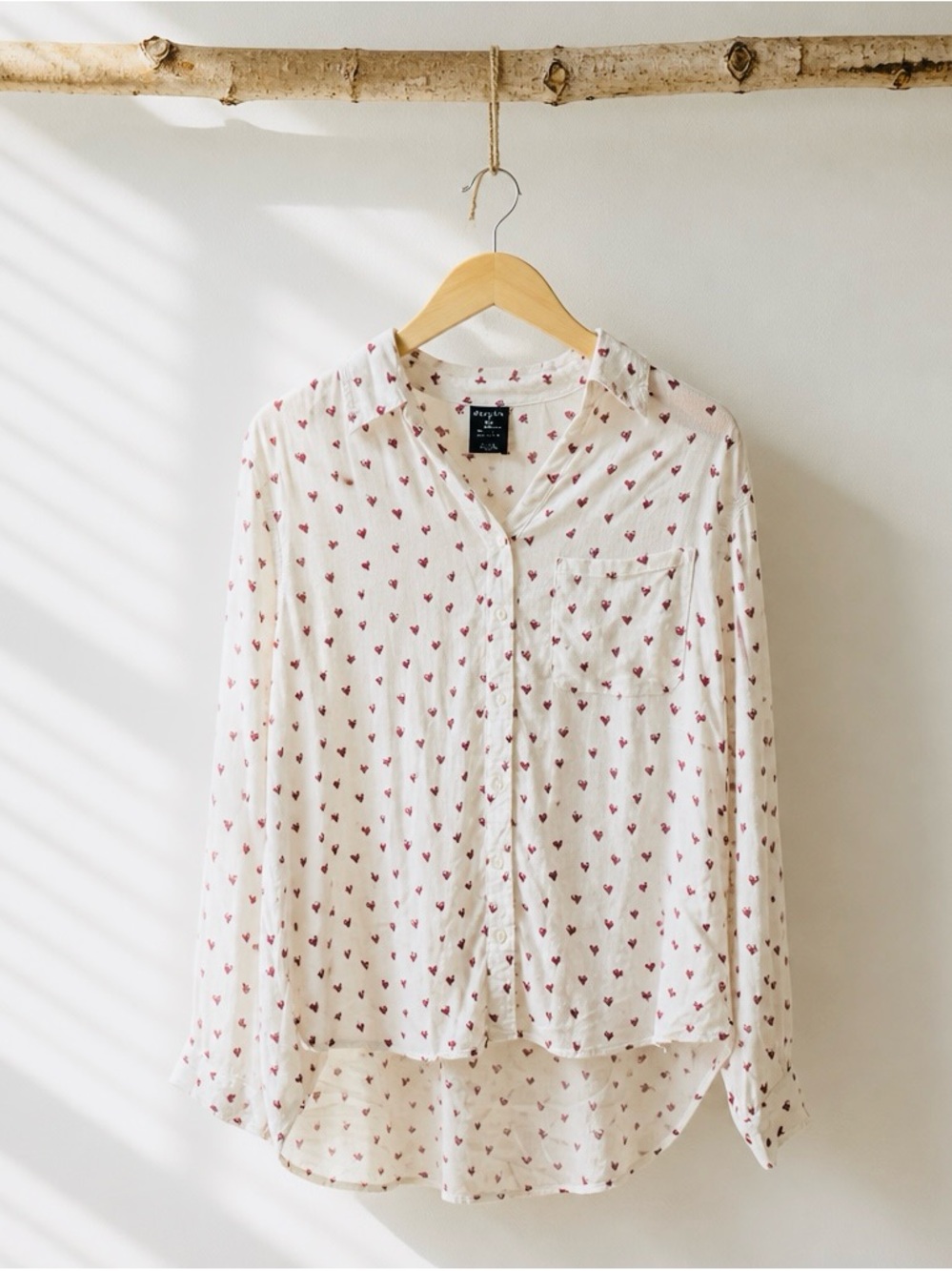 George White Heart-Print Button-Down Shirt